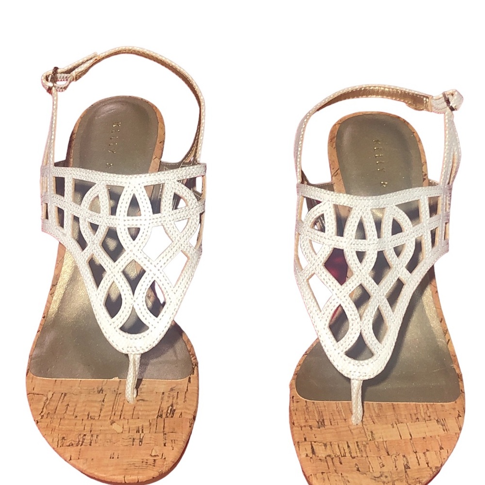 SOLD White Kelly & Katie Wedge heel Sandals size 9 NWOT